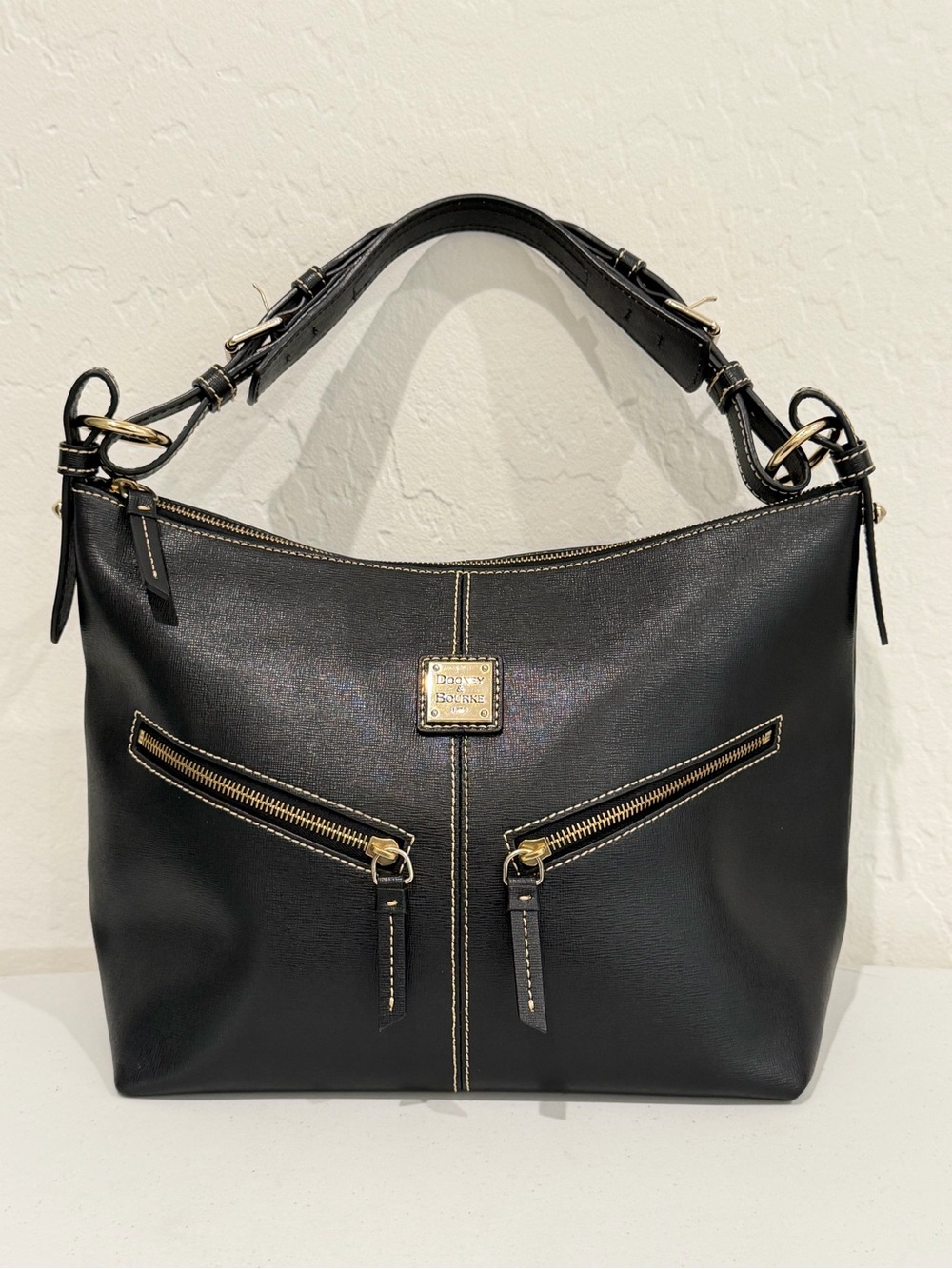 Dooney & Bourke Mary Black Leather Hobo Shoulder Bag